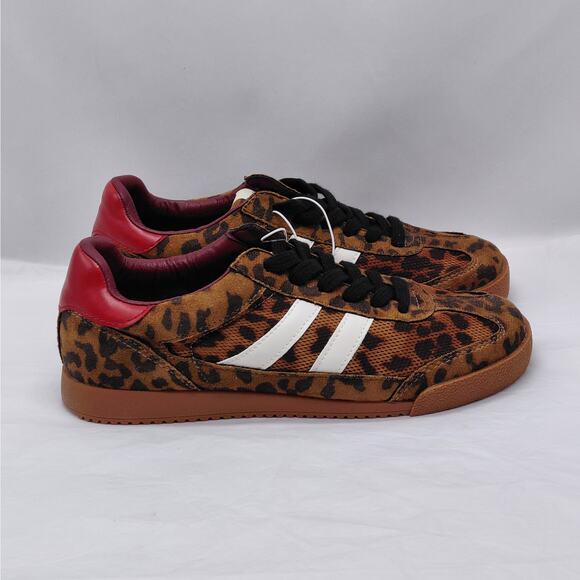 Steve Madden Benett Womens Sneakers Sz 7M Leopard Print Lace Up Low Top Gum Sole - Picture 1 of 13